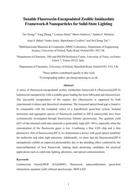 PDF Document Cover - Tunable Fluorescein-Encapsulated ZIF-8 Nanoparticles for Solid-State Lighting