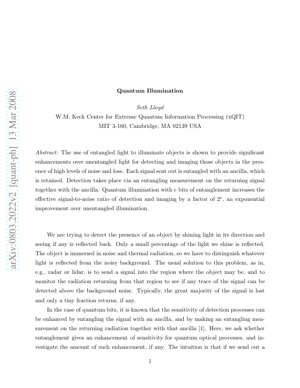 PDF Document Cover - Quantum Illumination: Exponential Enhancement in Detection via Entanglement