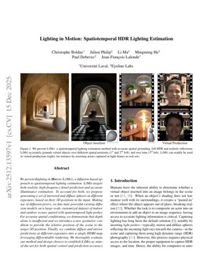 PDF Document Cover - LIMO: Spatiotemporal HDR Lighting Estimation for Virtual Production